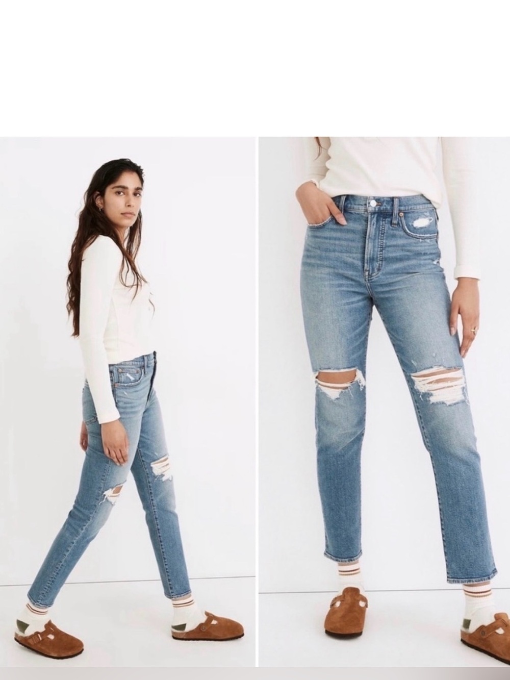 MADEWELL destructed cropped boyfriend jeans